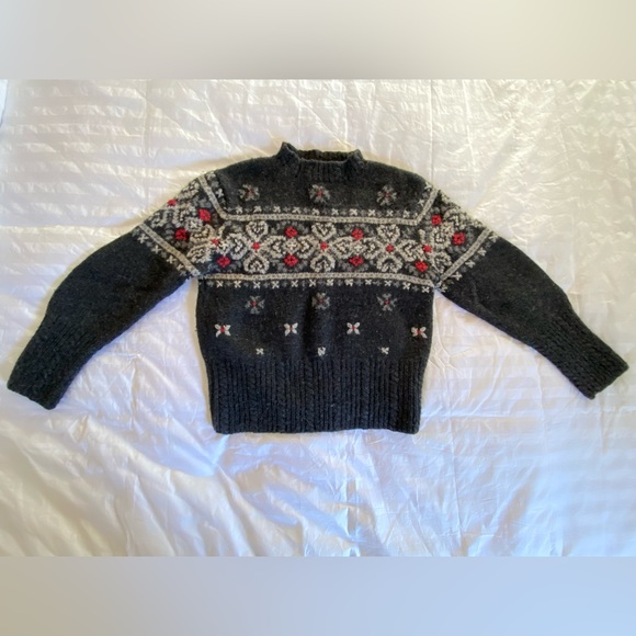 Nomadic Traders Sweater 100% Shetland Wool- Knit by Hand Vintage - Picture 5 of 9